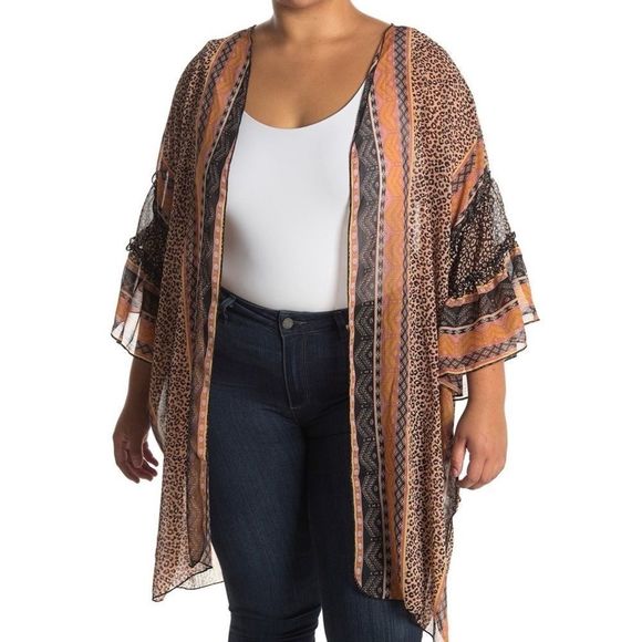 Duster quarter double ruffle sleeve -Plus - Picture 1 of 2